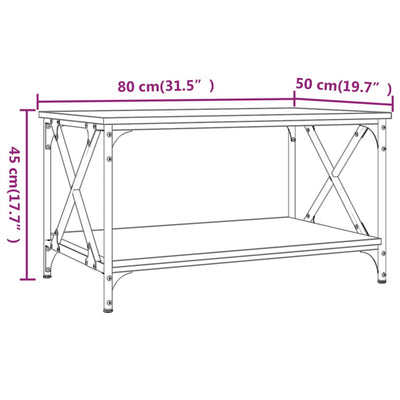 Coffee Table Black 80x50x45 cm Engineered Wood and Iron