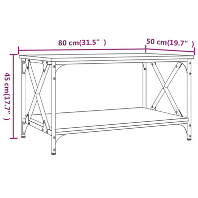 Coffee Table Smoked Oak 80x50x45 cm Engineered Wood and Iron