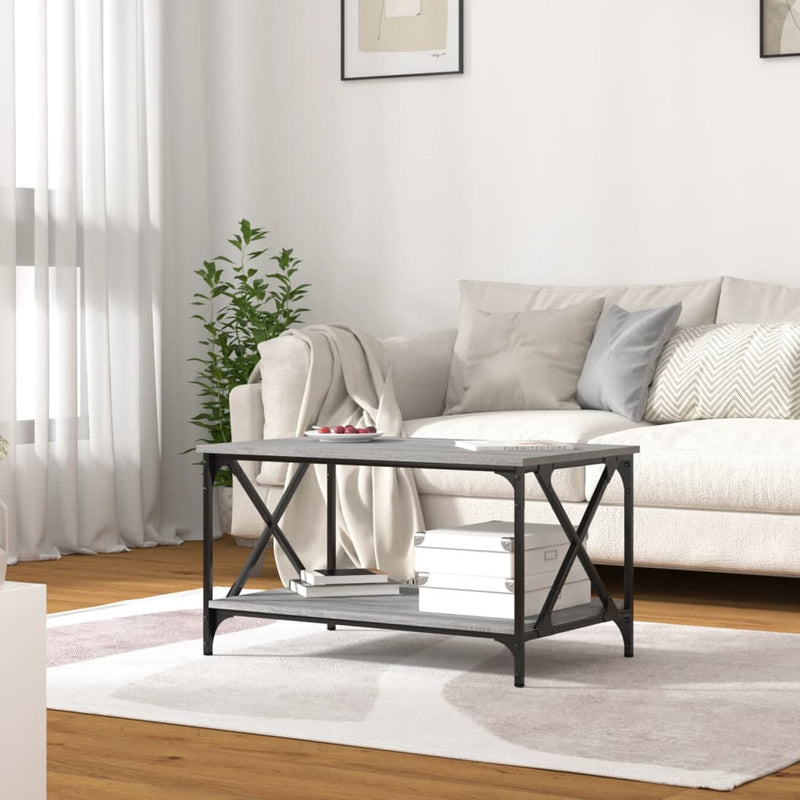 Coffee Table Grey Sonoma 80x50x45 cm Engineered Wood and Iron