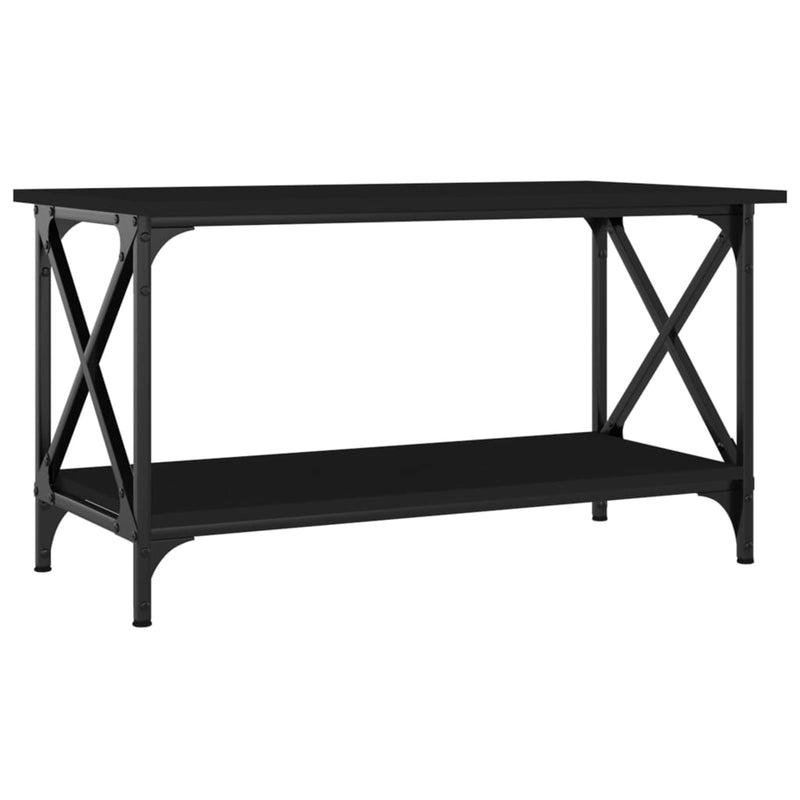 Coffee Table Black 80x45x45 cm Engineered Wood and Iron