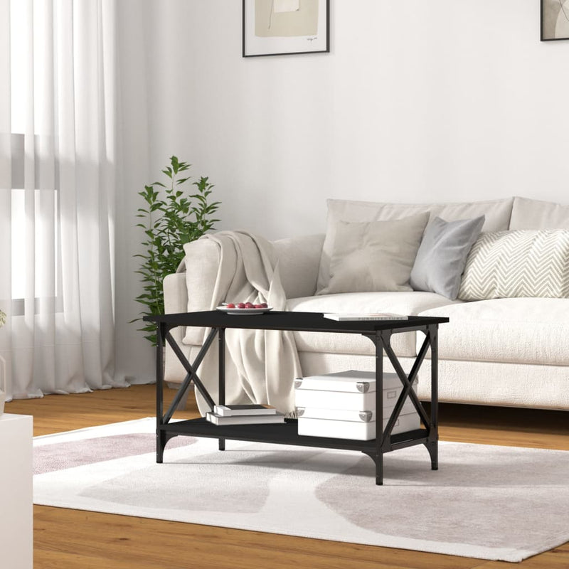 Coffee Table Black 80x45x45 cm Engineered Wood and Iron