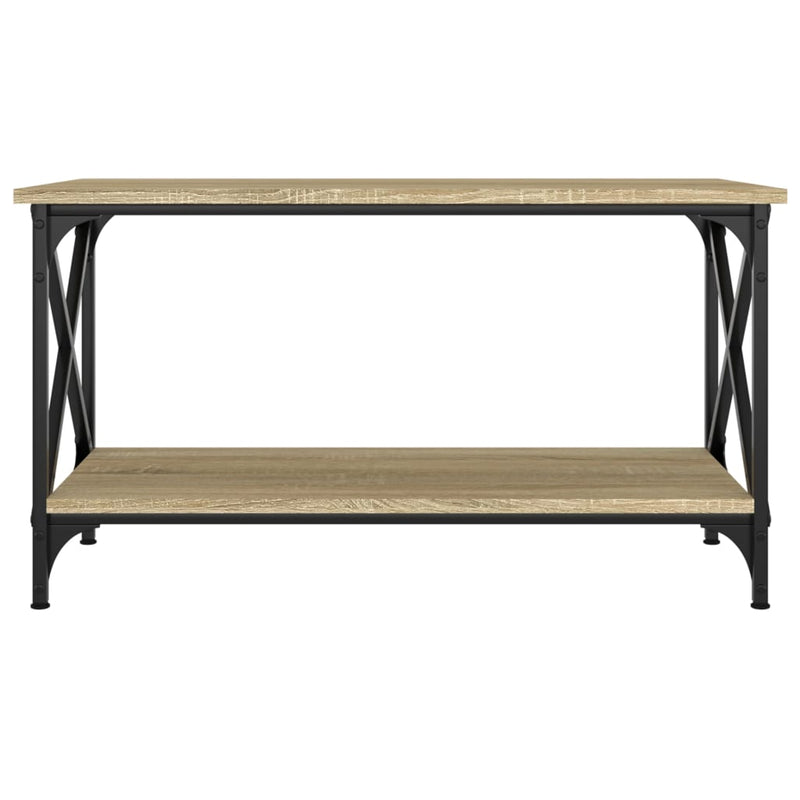 Coffee Table Sonoma Oak 80x45x45 cm Engineered Wood and Iron