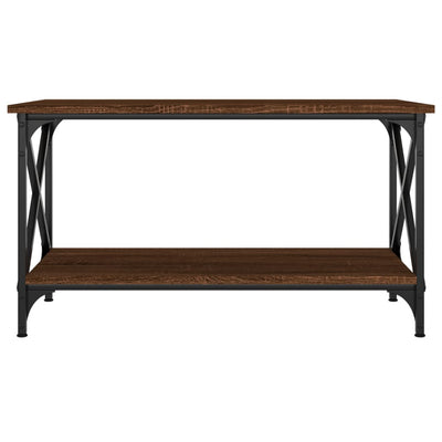 Coffee Table Brown Oak 80x45x45 cm Engineered Wood and Iron