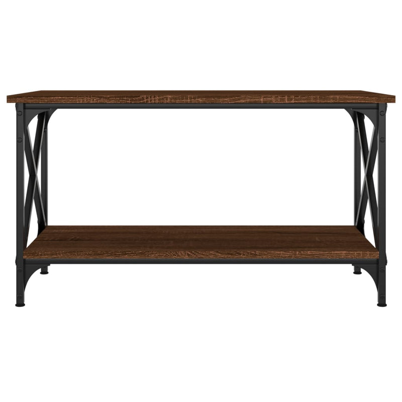 Coffee Table Brown Oak 80x45x45 cm Engineered Wood and Iron