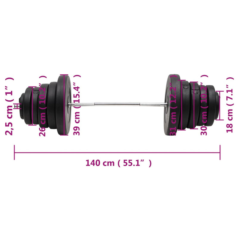 Barbell with Plates 90 kg