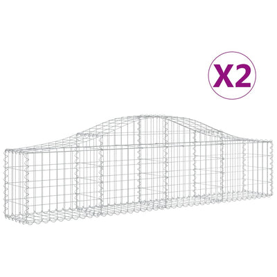 Arched Gabion Baskets 2 pcs 200x30x40/60 cm Galvanised Iron