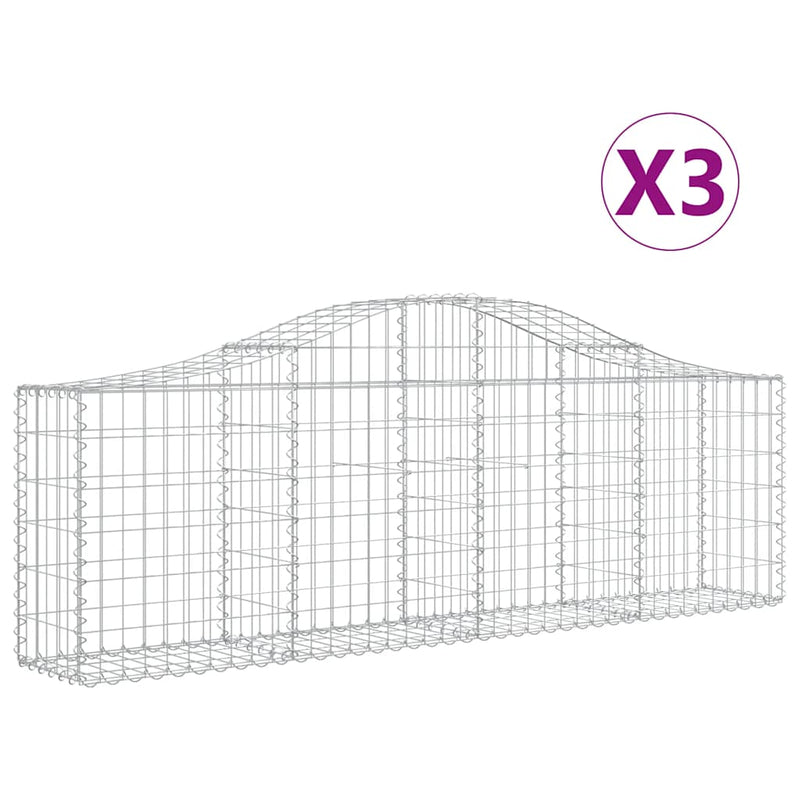 Arched Gabion Baskets 3 pcs 200x30x60/80 cm Galvanised Iron