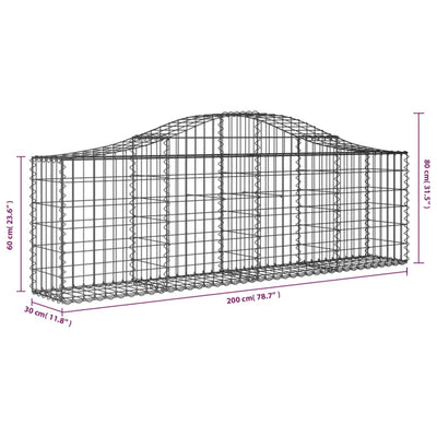 Arched Gabion Baskets 7 pcs 200x30x60/80 cm Galvanised Iron