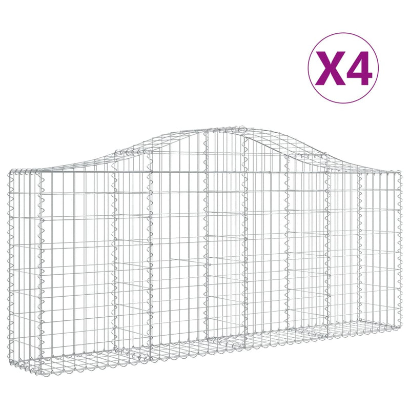 Arched Gabion Baskets 4 pcs 200x30x80/100 cm Galvanised Iron