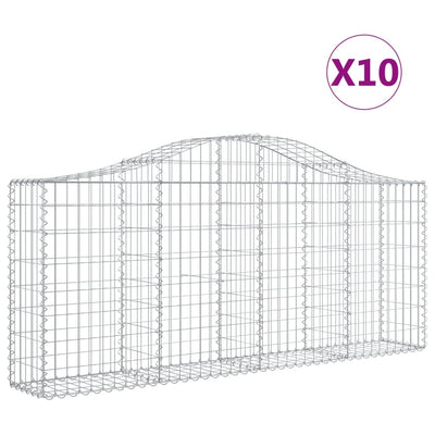 Arched Gabion Baskets 10 pcs 200x30x80/100 cm Galvanised Iron