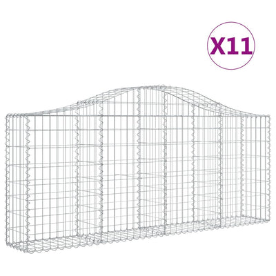 Arched Gabion Baskets 11 pcs 200x30x80/100 cm Galvanised Iron