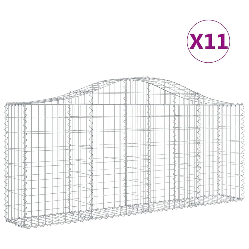 Arched Gabion Baskets 11 pcs 200x30x80/100 cm Galvanised Iron