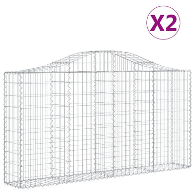 Arched Gabion Baskets 2 pcs 200x30x100/120 cm Galvanised Iron