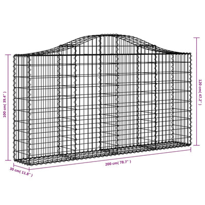 Arched Gabion Baskets 2 pcs 200x30x100/120 cm Galvanised Iron