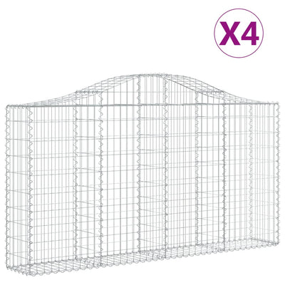 Arched Gabion Baskets 4 pcs 200x30x100/120 cm Galvanised Iron