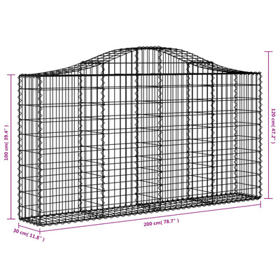 Arched Gabion Baskets 4 pcs 200x30x100/120 cm Galvanised Iron