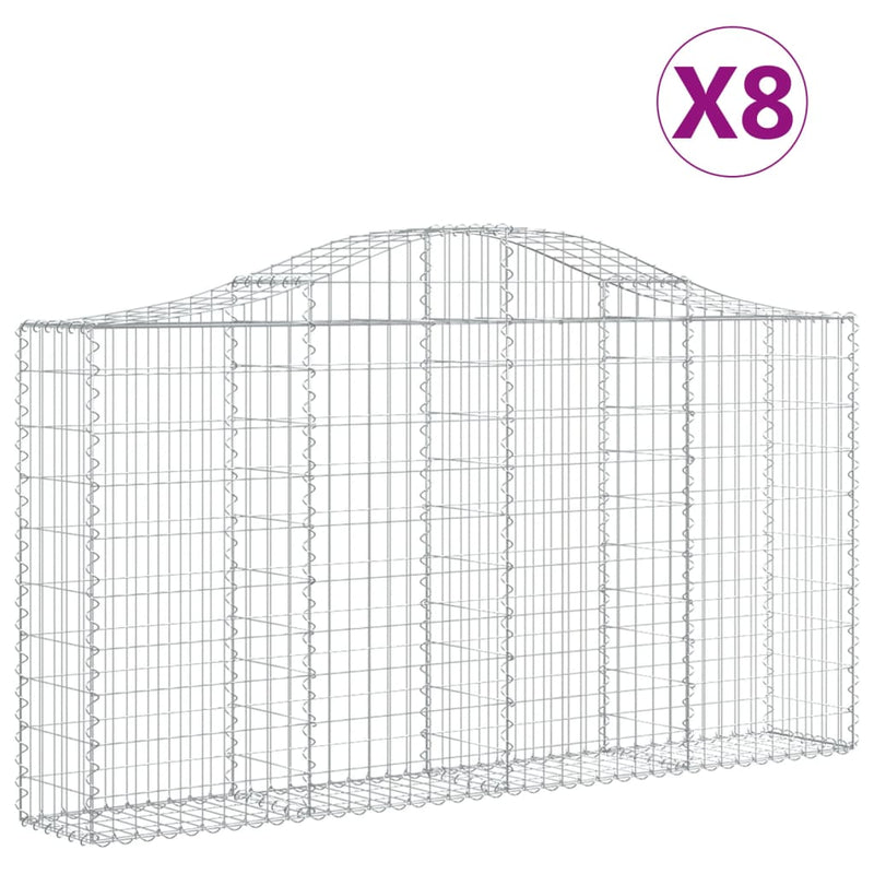 Arched Gabion Baskets 8 pcs 200x30x100/120 cm Galvanised Iron