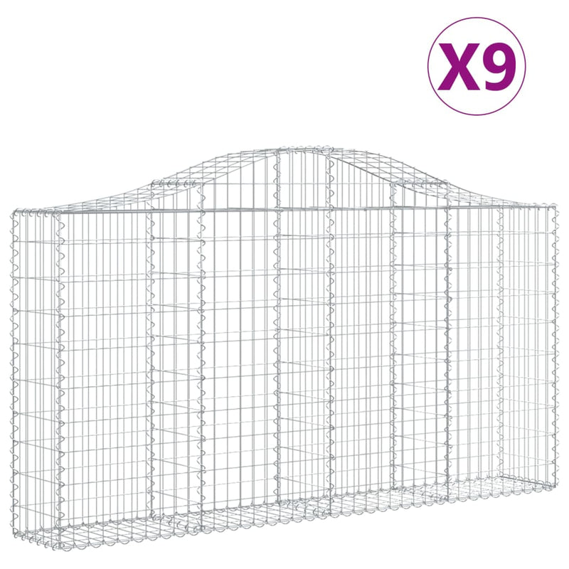 Arched Gabion Baskets 9 pcs 200x30x100/120 cm Galvanised Iron