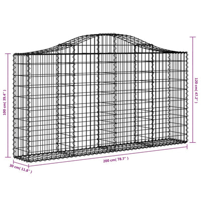 Arched Gabion Baskets 9 pcs 200x30x100/120 cm Galvanised Iron