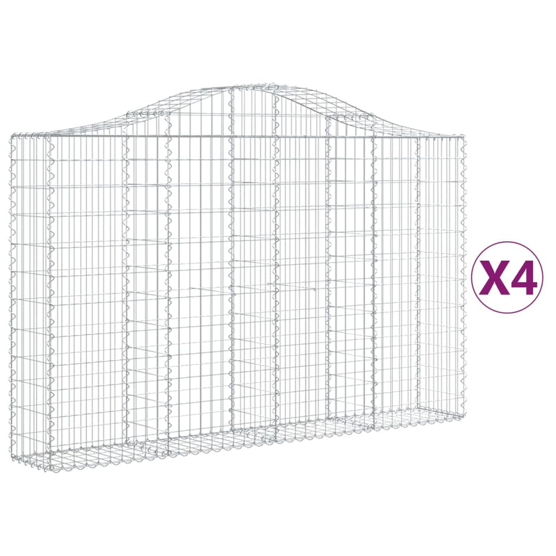 Arched Gabion Baskets 4 pcs 200x30x120/140 cm Galvanised Iron