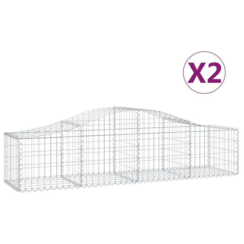 Arched Gabion Baskets 2 pcs 200x50x40/60 cm Galvanised Iron