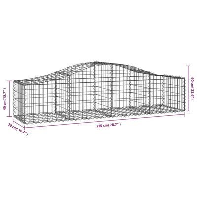 Arched Gabion Baskets 2 pcs 200x50x40/60 cm Galvanised Iron