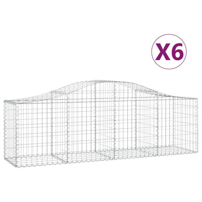 Arched Gabion Baskets 6 pcs 200x50x60/80 cm Galvanised Iron