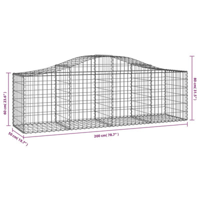 Arched Gabion Baskets 6 pcs 200x50x60/80 cm Galvanised Iron