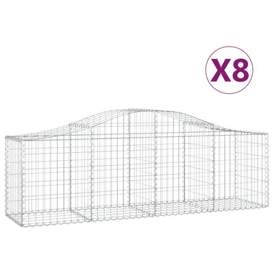 Arched Gabion Baskets 8 pcs 200x50x60/80 cm Galvanised Iron