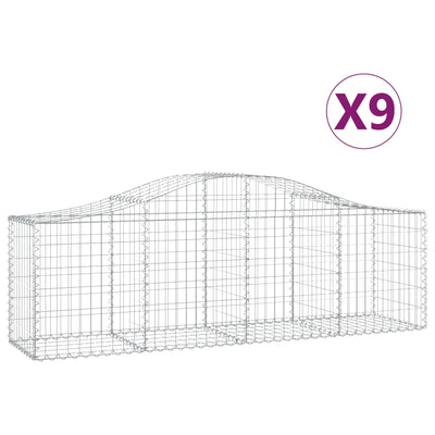 Arched Gabion Baskets 9 pcs 200x50x60/80 cm Galvanised Iron