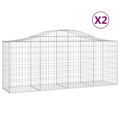 Arched Gabion Baskets 2 pcs 200x50x80/100 cm Galvanised Iron