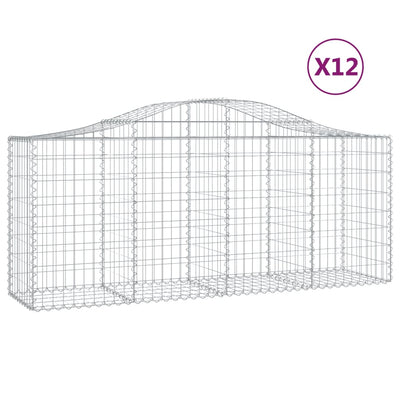 Arched Gabion Baskets 12 pcs 200x50x80/100 cm Galvanised Iron