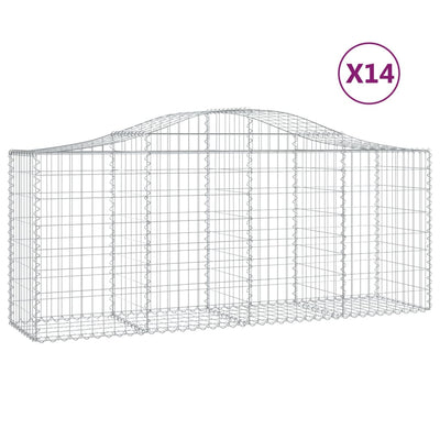 Arched Gabion Baskets 14 pcs 200x50x80/100 cm Galvanised Iron