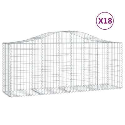 Arched Gabion Baskets 18 pcs 200x50x80/100 cm Galvanised Iron