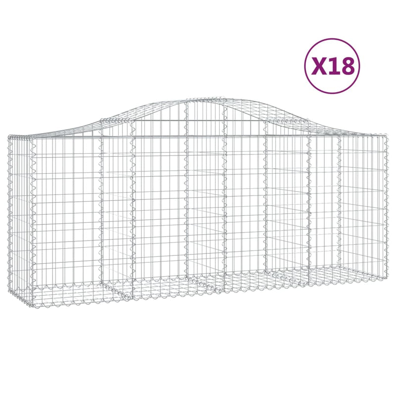 Arched Gabion Baskets 18 pcs 200x50x80/100 cm Galvanised Iron