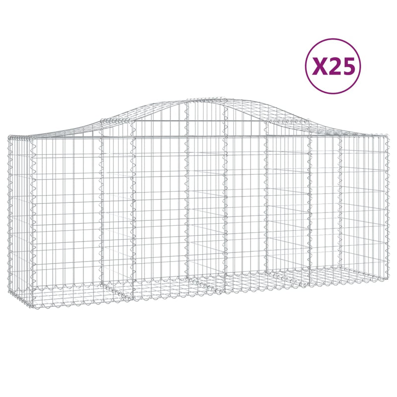 Arched Gabion Baskets 25 pcs 200x50x80/100 cm Galvanised Iron