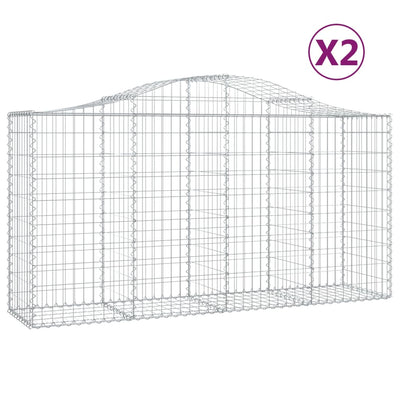 Arched Gabion Baskets 2 pcs 200x50x100/120 cm Galvanised Iron