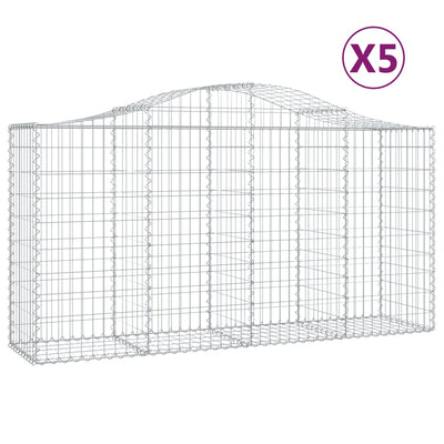 Arched Gabion Baskets 5 pcs 200x50x100/120 cm Galvanised Iron