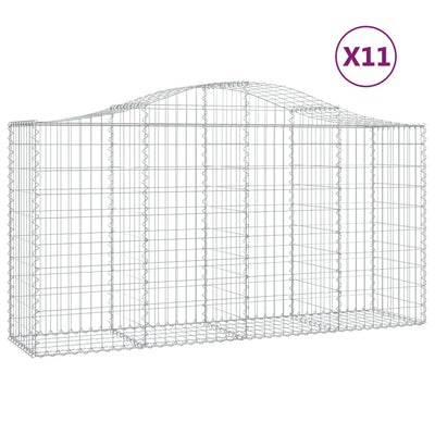 Arched Gabion Baskets 11 pcs 200x50x100/120 cm Galvanised Iron