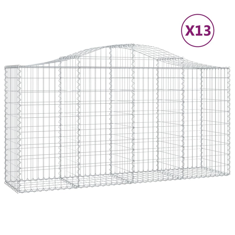 Arched Gabion Baskets 13 pcs 200x50x100/120 cm Galvanised Iron