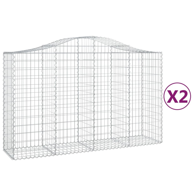 Arched Gabion Baskets 2 pcs 200x50x120/140 cm Galvanised Iron