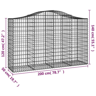 Arched Gabion Baskets 5 pcs 200x50x120/140 cm Galvanised Iron