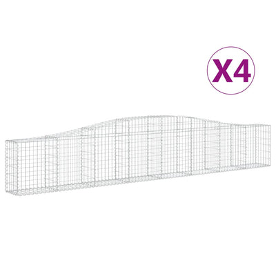 Arched Gabion Baskets 4 pcs 400x30x60/80 cm Galvanised Iron