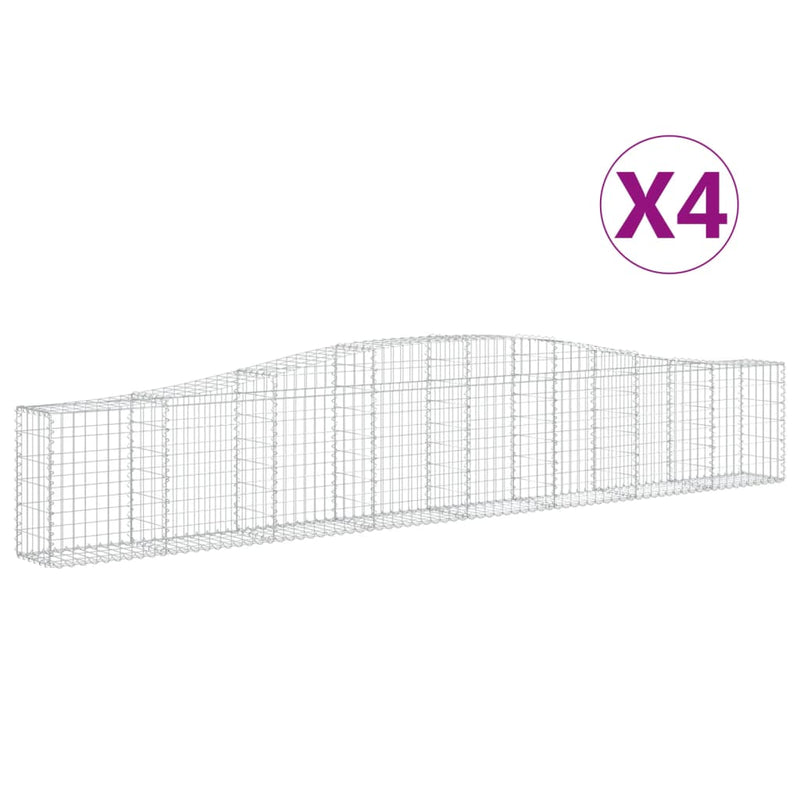 Arched Gabion Baskets 4 pcs 400x30x60/80 cm Galvanised Iron