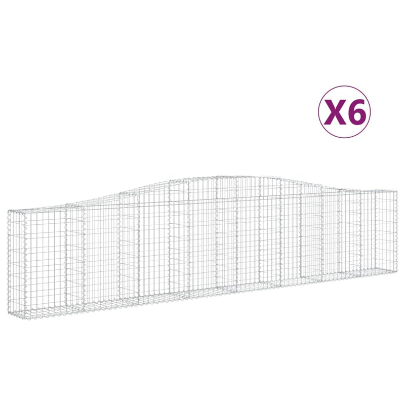 Arched Gabion Baskets 6 pcs 400x30x80/100 cm Galvanised Iron