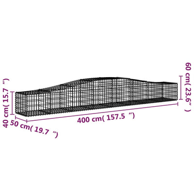 Arched Gabion Baskets 3 pcs  400x50x40/60 cm Galvanised Iron