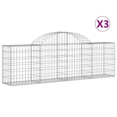 Arched Gabion Baskets 3 pcs 200x30x60/80 cm Galvanised Iron