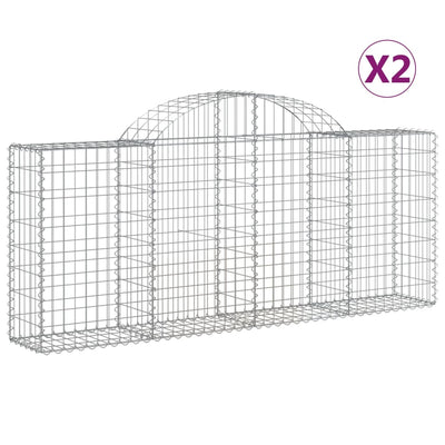 Arched Gabion Baskets 2 pcs 200x30x80/100 cm Galvanised Iron