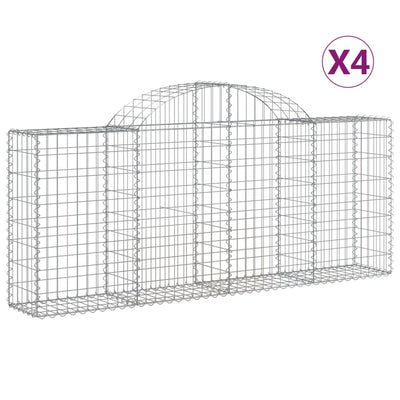 Arched Gabion Baskets 4 pcs 200x30x80/100 cm Galvanised Iron