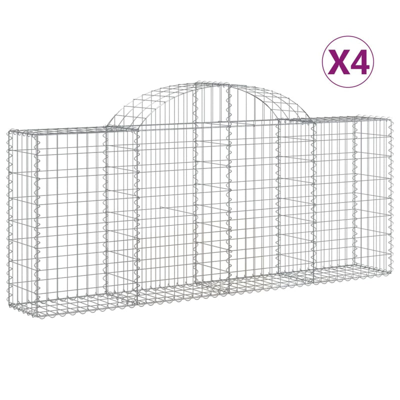 Arched Gabion Baskets 4 pcs 200x30x80/100 cm Galvanised Iron